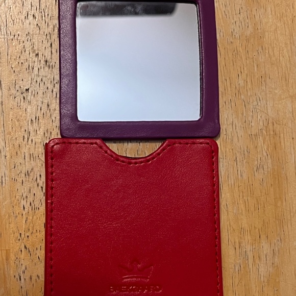 Baekgaard Leather Mini Make-Up Mirror Red & Purple - Picture 4 of 5